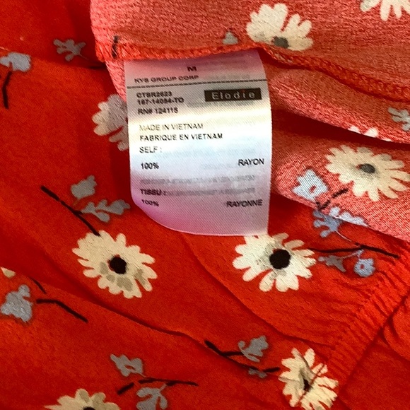 NWT Elodie Red & White Floral Print Blouse - Picture 5 of 5